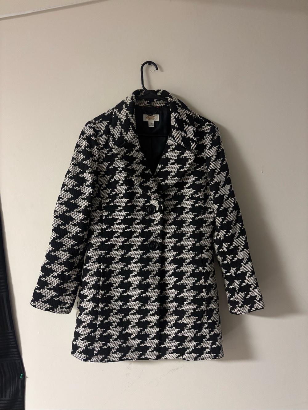 Vintage Talbots Wool Blend Houndstooth Jacket Size 10 Black White Preppy Classic